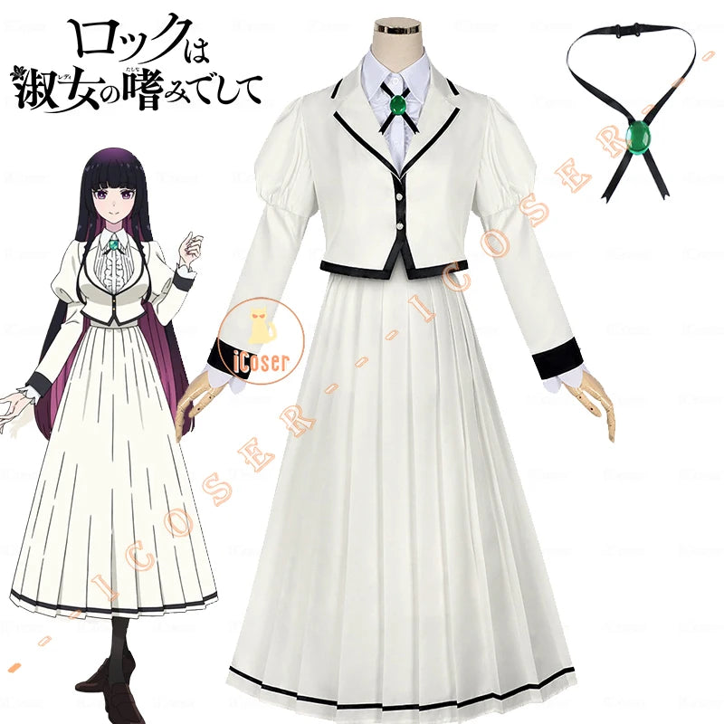 Anime Rock Is A Lady's Modesty Otoha Kurogane Cosplay Costume Wig JK Skirt Lilisa Suzunomiya Halloween for Women Carnival iCoser
