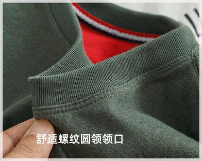 Autumn New American Retro Long-sleeved O-neck Letter Printed T-shirt Men's Fashion Simple 100% Cotton Washed Casual Sport Tops