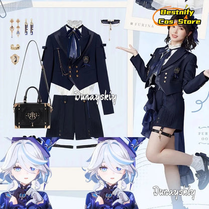 Genshin Impact Furina Cosplay Costume XS-XL Polyester Set