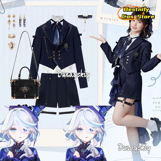 Genshin Impact Furina Cosplay Costume XS-XL Polyester Set