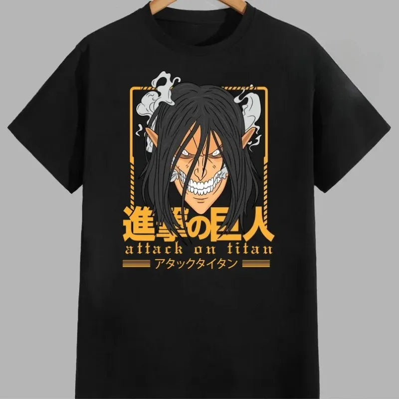 Men Attack on Titans Anime Oversize T shirt Women Short Sleeve Casual Tees Cotton Unisex Streetwear Cosplay Harajuku Casual Tops