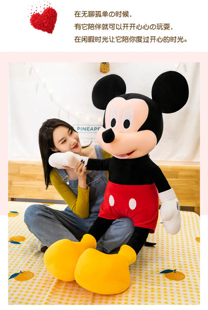 Disney 100cm Plush Mickey Minnie Doll Cartoon Cute Mouse Stuffed Toy for Kids Birthday Christmas Gift Large Hugging Pillow For
