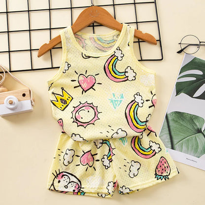 Toddler Baby Boy Pajamas Cotton Sets for Girls 0 to 1 2 3 4 5 6 7 8 9 Years Summer Children Pyjama Short Sleeveless Kids Pijamas