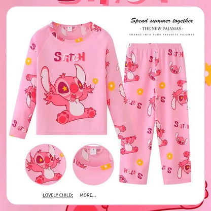Toddler Girl Pajamas Sets for Boys Pijamas Long Sleeve Pink Strawberry Bear Stitch Children Pyjamas