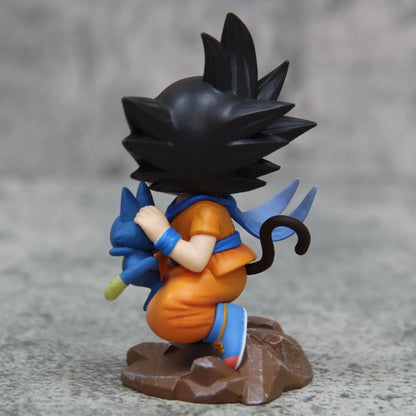 Dragon Ball Childhood Little Goku Hugs Puer Ya Mu Tea Little Follower Figure Doll Pvc Model Statue Collection Toys Ornamen Gift