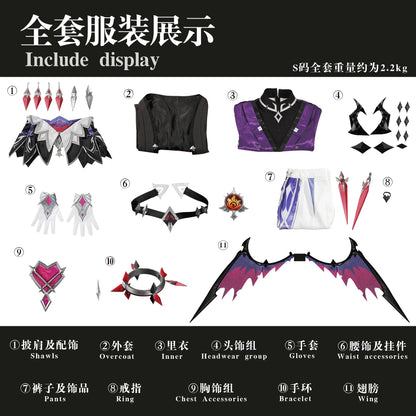 Genshin Impact Durin Cosplay Costume Wig Uniform Game Role Play Outfit Headwear Halloween Party for Women Men Carnival Cos Props