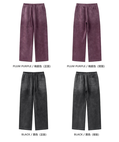 ZODF Retro Winter Monkey Washed Fleece Pants For Men Unisex Washed High Street 332gsm Warm Oversized Straight Trousers HY0892