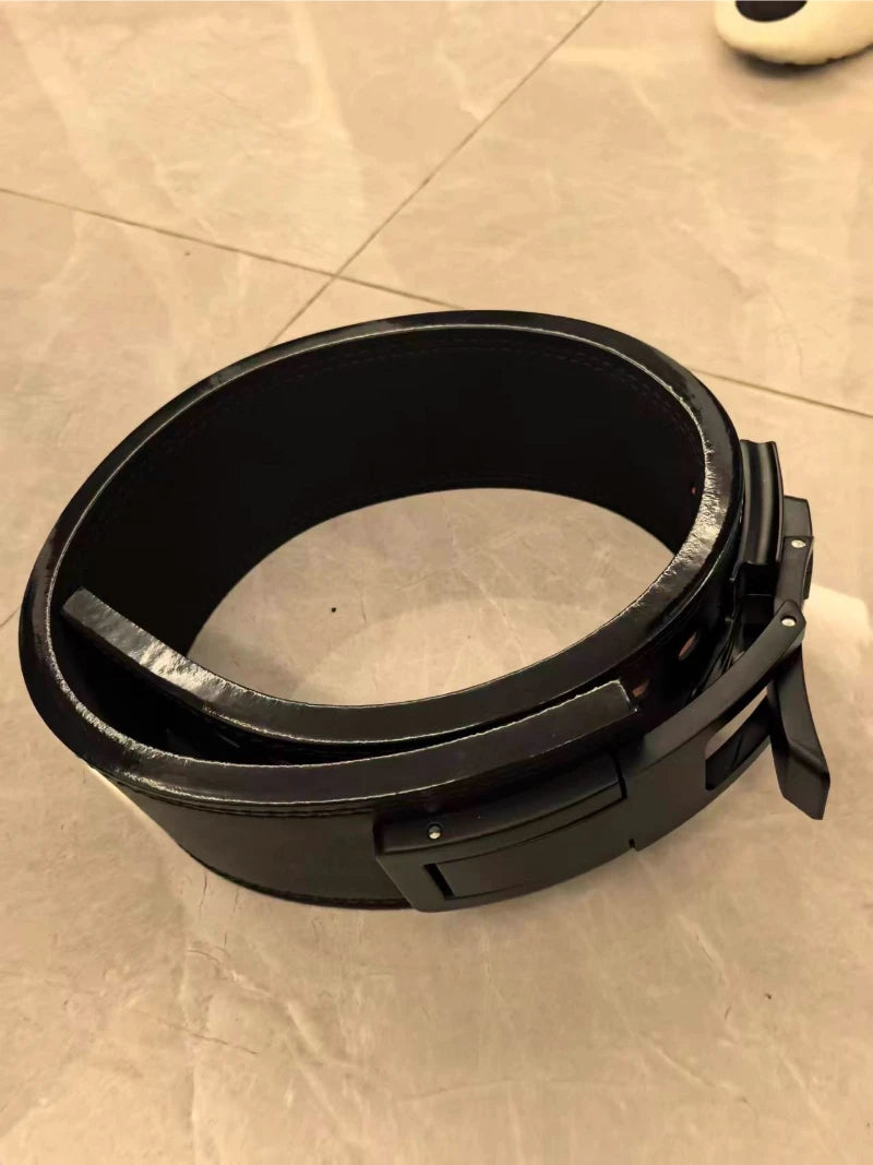 Weightlifting Belt Cowhide Leather Lever Buckle Waist Support for Powerlifting Squat Deadlift Gym Training