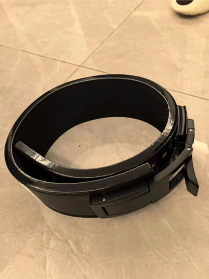 Weightlifting Belt Cowhide Leather Lever Buckle Waist Support for Powerlifting Squat Deadlift Gym Training