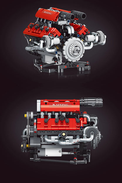 NEW Creative V8 Engine Model Set Building Block Technical Cars With LED Light Assembly Bricks Toys Decor Kids Christmas Gifts