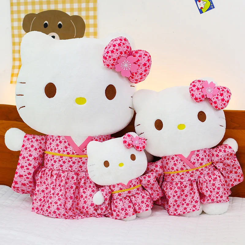 Sanrio Kawaii Hokkaido Japanese Kimono Hello Kitty Plush Toy Cute Sakura Kitten Stuffed Animal Kids Birthday Gift for Children