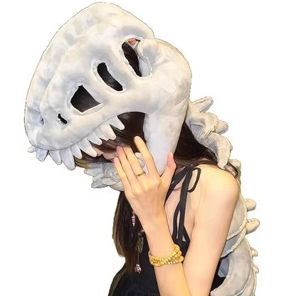Large Size 120cm Realistic Dinosaur Skeleton Costume Set Funny Headgear Cosply Dress Up Clothing Plush Toys Creative Gifts