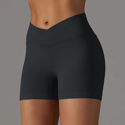 The Codex Summer V-Waist Peach Hip Lifting High Waist Seamless Yoga Shorts Tight Fitting Three Part Running Pants Speed
