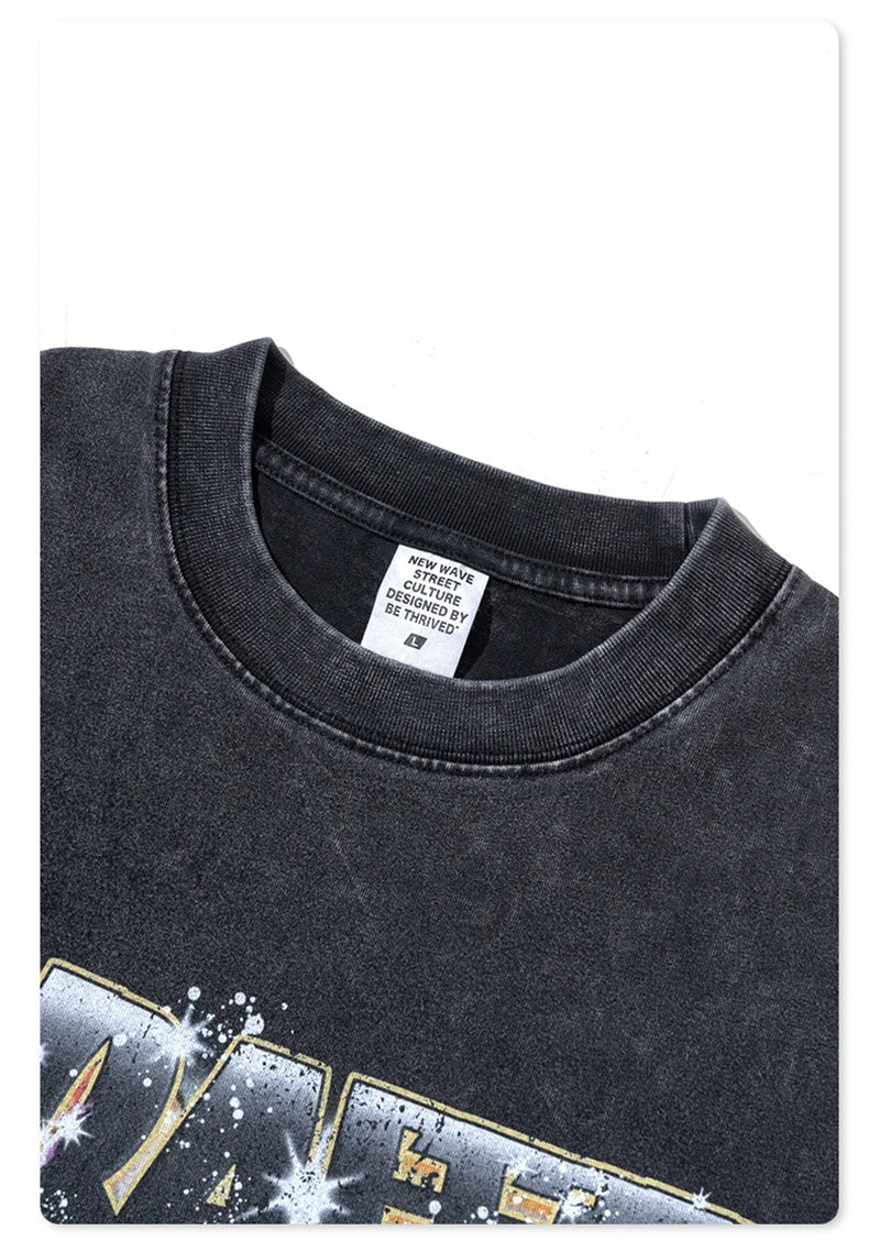 ZODF 2024 Summer 310GSM Cotton T-Shirts For Men Unisex Washed Comfortable High Street Printing T Shirt Tees HY0463