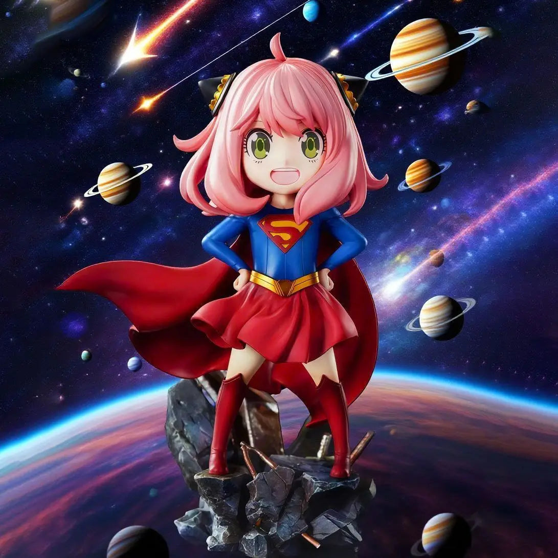 16cm Spy Family Figure Anime Anya Pvc Model Cos Supergirl Figurine Cute Statue Ornament Desk Decor Birthday Gift