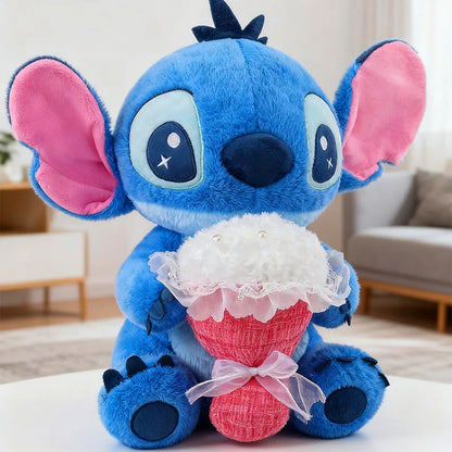 30/70CM Lilo and Stitch Disney Plush Toys Anime Cartoon Stuffed Xmas Rose Bouquet Angel Stich Doll Plushie Kids Birthday Gifts