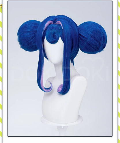 IN STOCK Guinevere Olivia Wig Anime Cosplay DokiDoki Blue Hair Knights Cosplay Double Buns Hight Heat Resistant Free Wig Cap