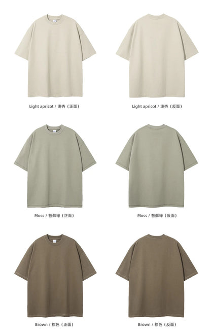 ZODF New 2025 Heavy Weight Summer Solid T Shirts For Men Unisex High Street Oversized 385gsm Cotton T-Shirt Streetwears HY0497