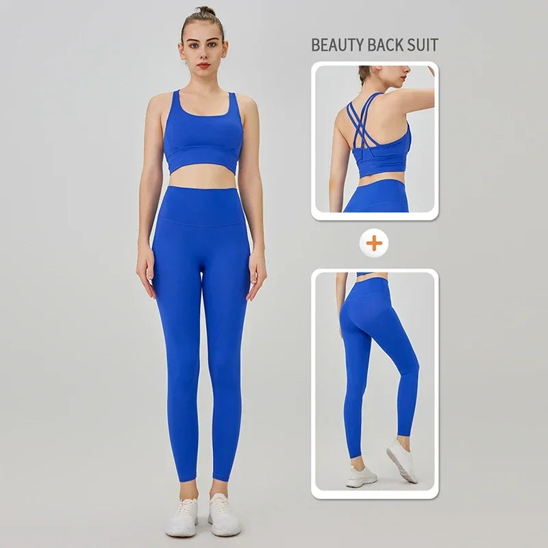 The Codex Seamless Yoga Leggings for Women – Athletic Gym Workout Fitness Pants Tights - Klein Blue / XL