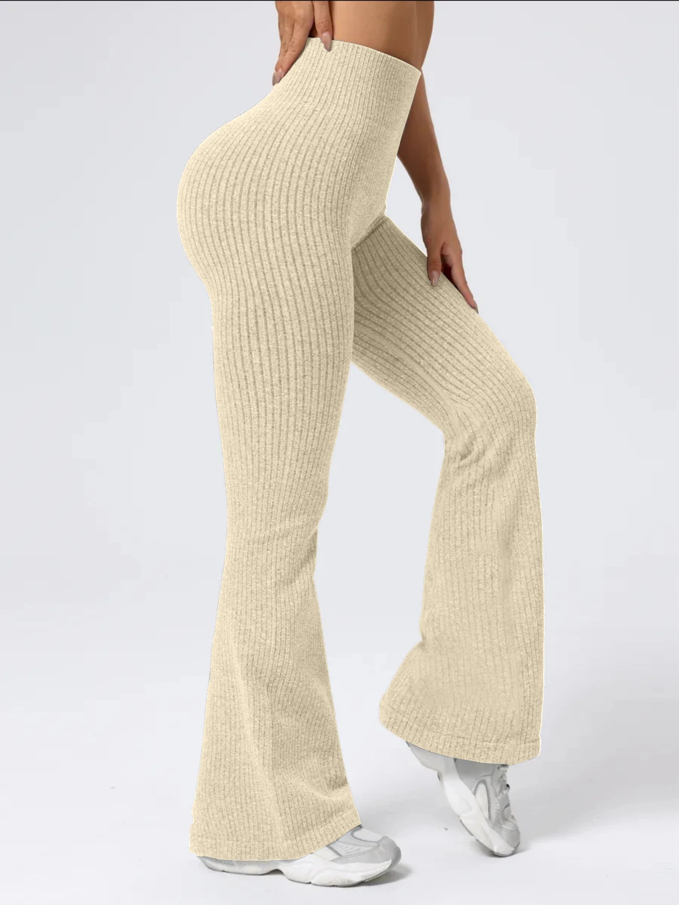 Women’s High-Waist Bell Bottom Pants Sporty Tight Fit Comfortable Elastic Waist Ideal for Exercise and Daily Wear