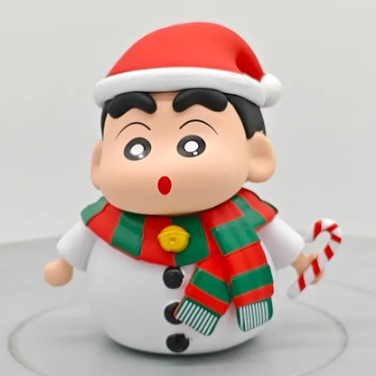 Christmas Anime Crayon Shin chan Figurine Santa Claus Spy Family Anya Action Figures Dolls Model Toys PVC Collectible Ornament