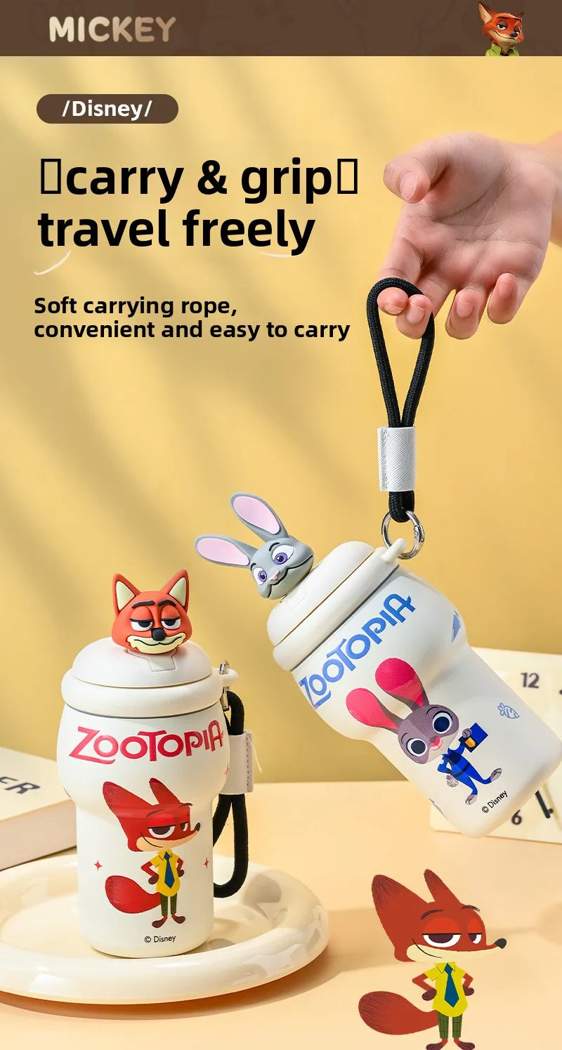 Anime Figure Stitch Coffee Mug Student Thermos Mug 350ml Thermos Cup Mickey Nick Judy Thermal Water Bottle Vacuum Flasks Gift