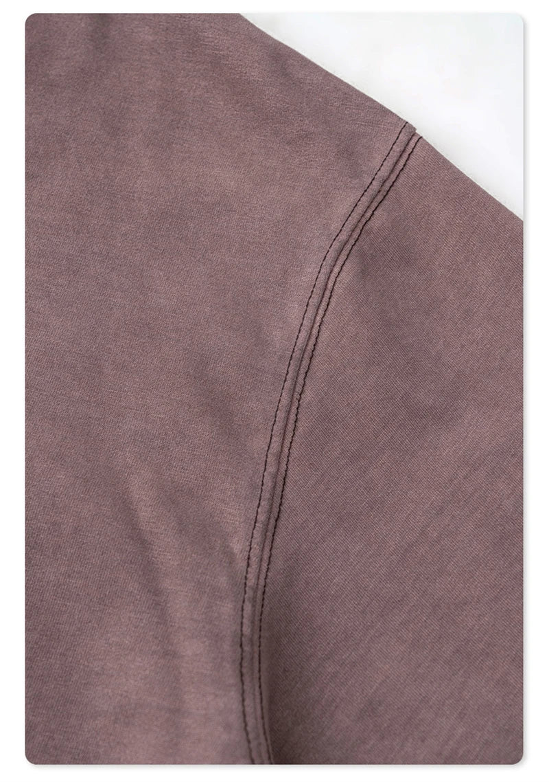 ZODF 2024 Autumn Men's Washed Cotton T-Shirt Unisex Oversized Distressed 250gsm Long Sleeve O Neck T Shirts Tees HY0921