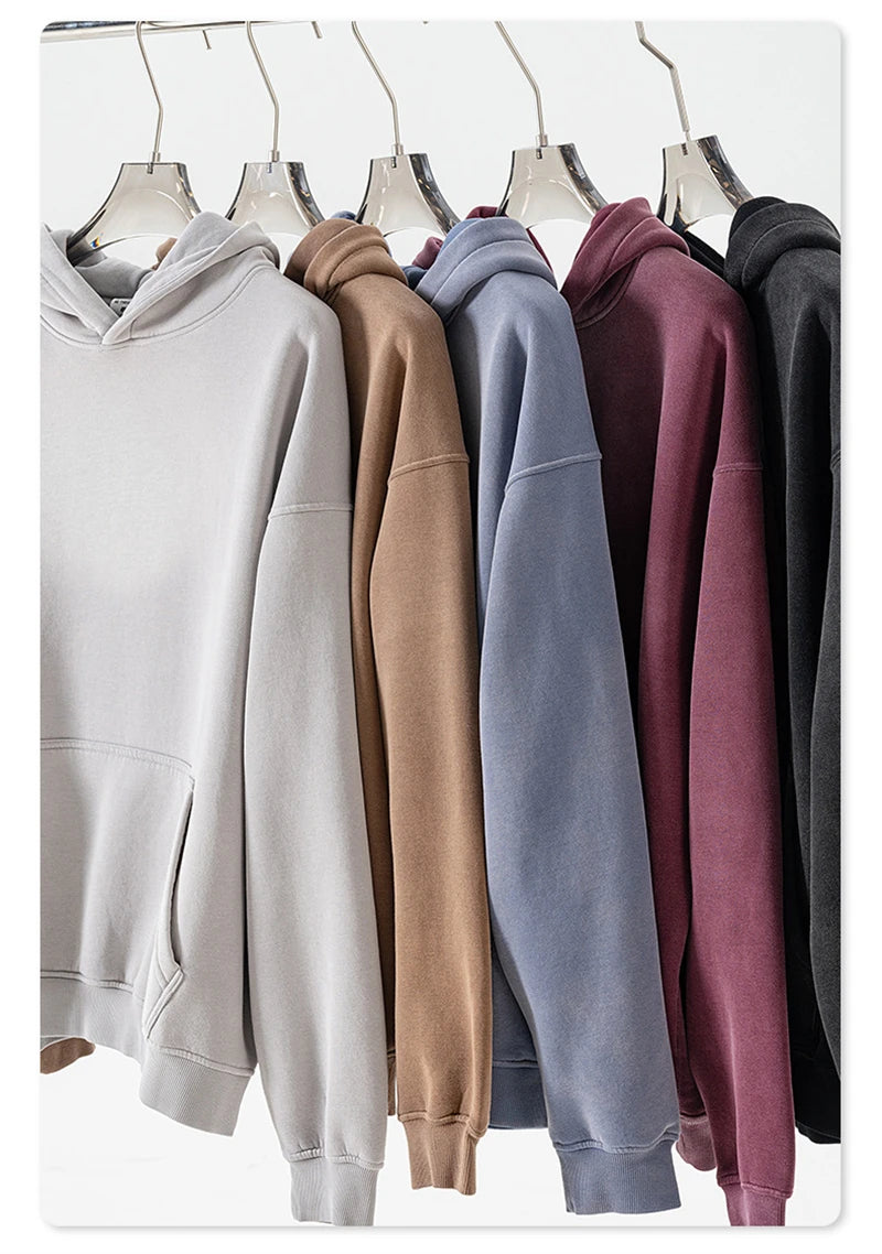 ZODF Autumn Winter Monkey Washed Fleece Hoodies For Men Unisex Basic 360gsm Warm Knitted Hooded Pullovers Coats HY0903