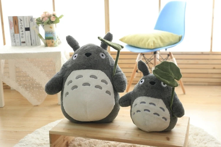 Cartoon Totoro With Lotus Leaf Plush Toy Soft Stuffed Movie Anime Totoro Plushies Throw Pillow Japanese Style Doll Gifts Girl