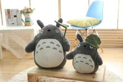 Cartoon Totoro With Lotus Leaf Plush Toy Soft Stuffed Movie Anime Totoro Plushies Throw Pillow Japanese Style Doll Gifts Girl