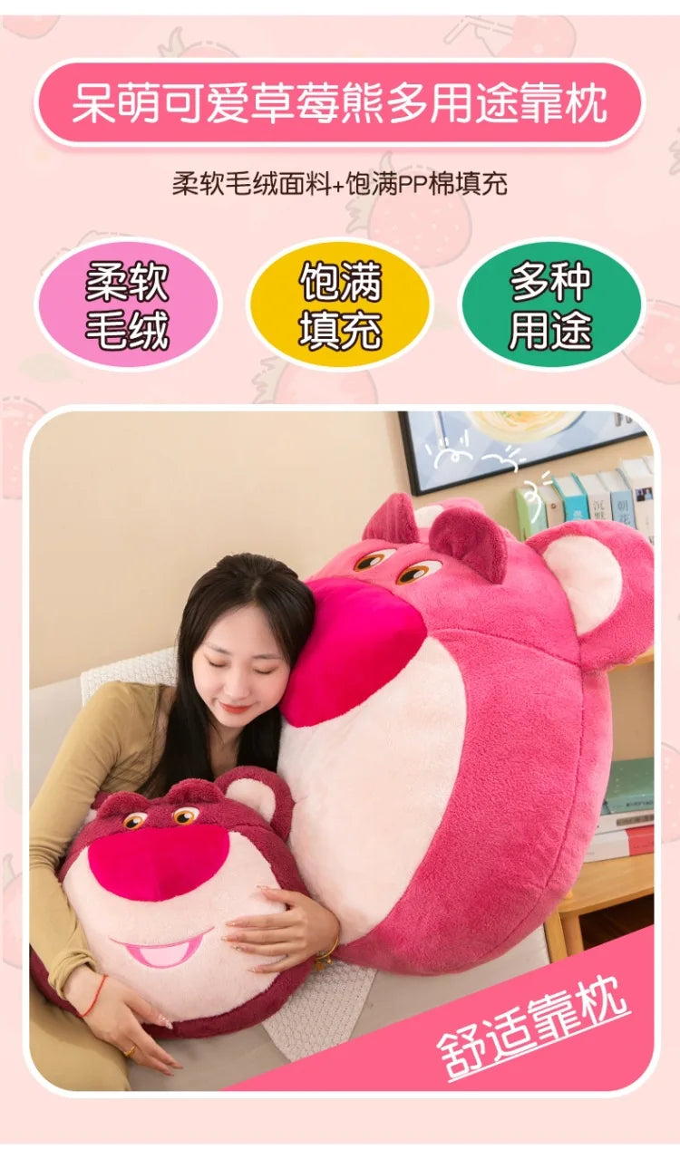 65cm Disney Toy Story 4 Strawberry Bear Cute Girl Heart Bear Backrest Plush Toy Doll Pillow Doll Cushion with Strawberry Flavor
