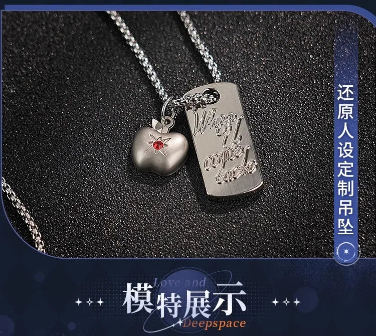 iCoser Love and Deepspace Caleb Cosplay Costume Wig Flying Jacket Uniform Necklace Halloween Party for Women Men Carnival Props