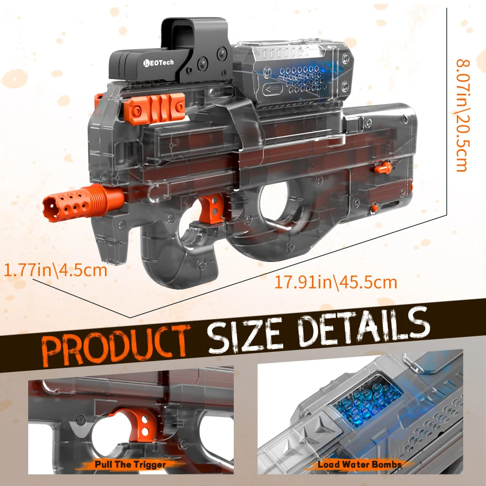 Yuizukeot Electric Gel Gun Transparent Black Lithium Battery