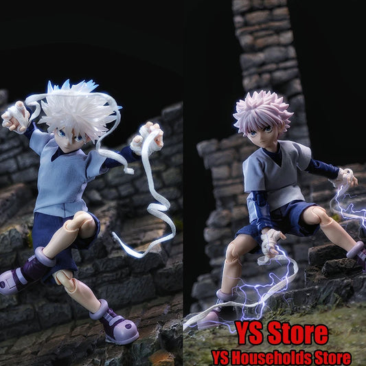 1/12 Killua Zoldyck Anime Boy Figure Mini T-shirt Shorts White Cloth Belt Clothes Toys Accessory For Hunter Shf 6inch Soldier