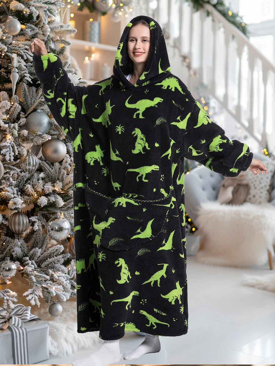 Women Hoodies Winter Clothes Flannel Panda Avocado Long Tops Oversized Blanket Hoodie for Men Home Wear Casual Korean Hoodie