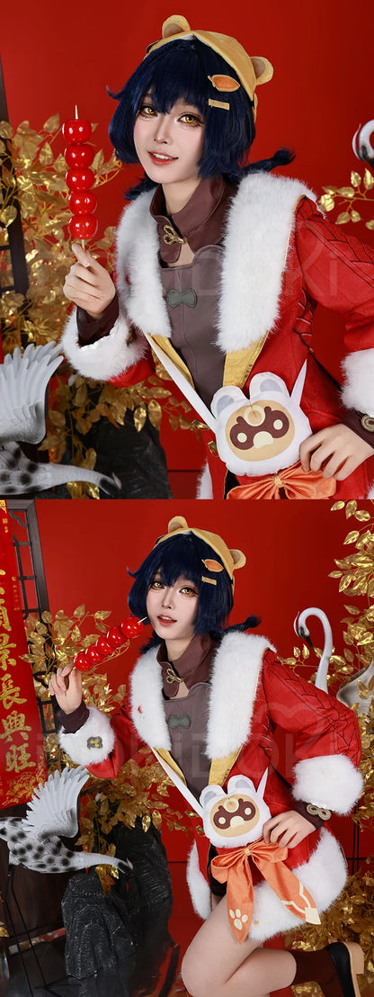IN STOCK Xiangling Cosplay Costume Game Genshin Impact【XS-3XL】DokiDoki-N New Skin Cherries Snow-Laden Plus Size