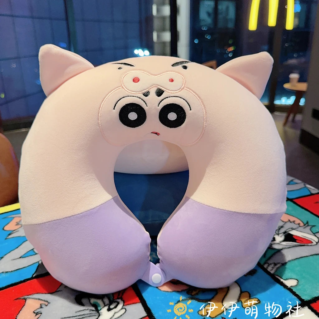 Memory Foam Cartoon Crayon Shin Chan U-shaped Pillow Travel Portable Neck Pillow Office Slow Rebound Napping Pillow Washable