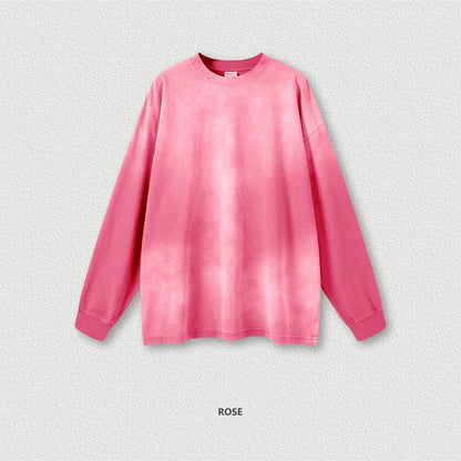 ZODF Retro Monkey Washed 260gsm Cotton T-Shirt For Men Unisex High Street Loose Full Sleeve T Shirt Brand Streetwear HY0406