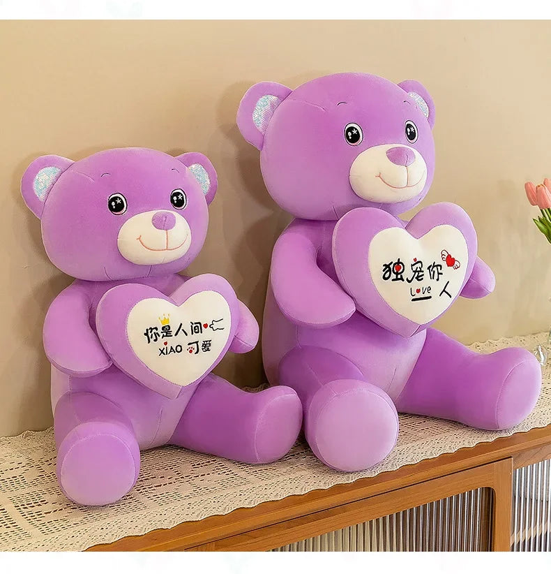 Soft Plush Doll for Children Girlfriend and Wife Heart Little Bear Stuffed Animal Bear Plush Toys Women Valentines Day Gift