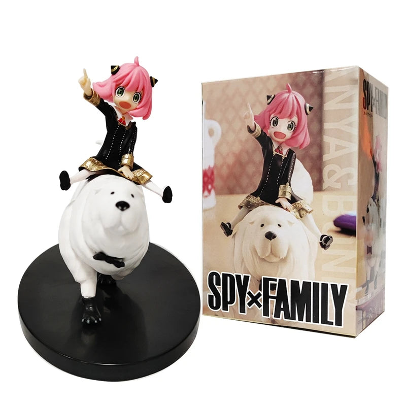 14cm SPY×FAMILY Anya Anime Figure Bond Anya Forger Action Figures Kawaii Girl Riding Dog Figurine PVC Collection Model Doll Toy