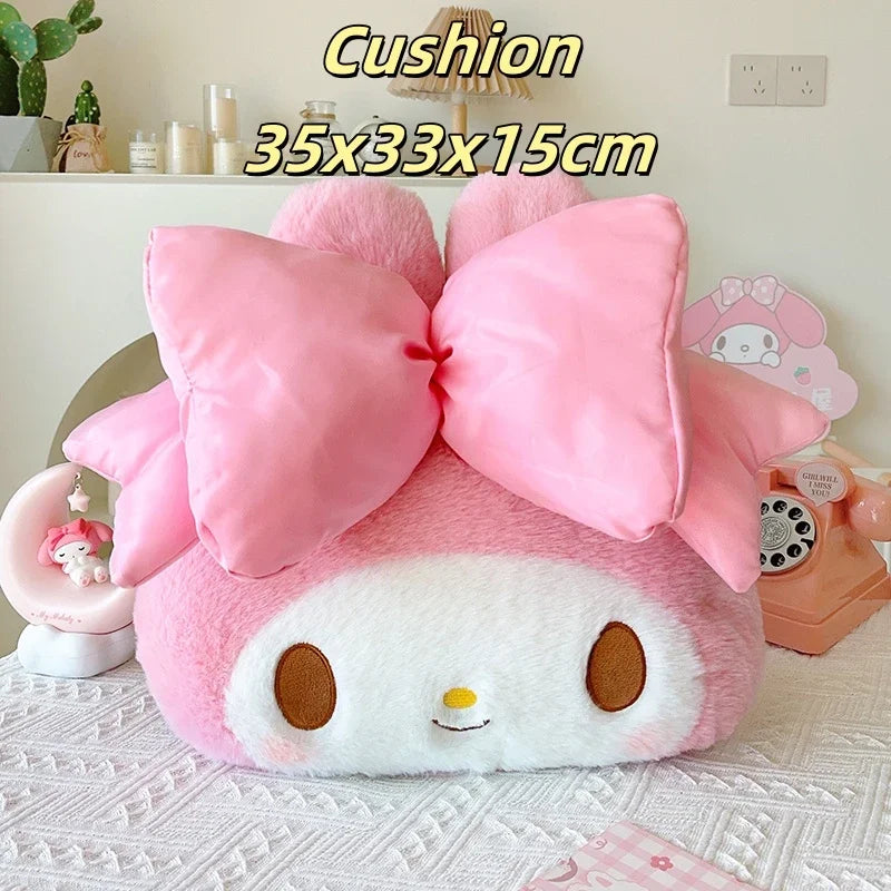 Sanrio Cartoon My Melody Headrest Back Cushion Cartoon Anime Seat Belt Cover Japanese Style Car Accessory Throw Pillow Sofa Bed