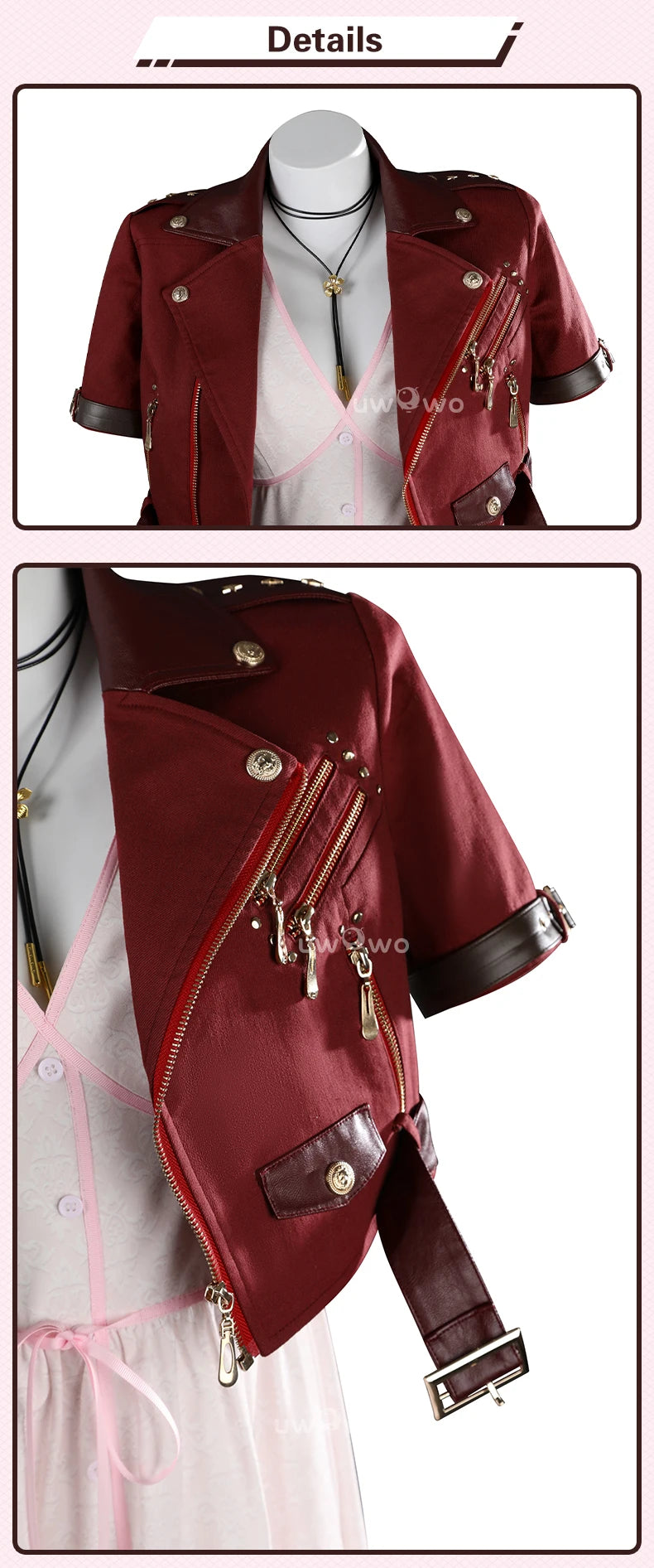 UWOWO Collab Series: FF- 7 Aerithh Cosplay Costume Pink Dress Cosplay Long Dress Halloween Costume