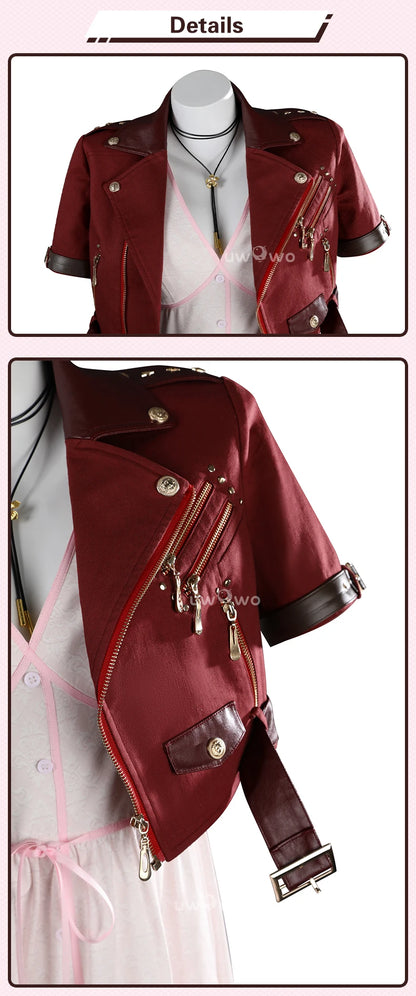 UWOWO Collab Series: FF- 7 Aerithh Cosplay Costume Pink Dress Cosplay Long Dress Halloween Costume