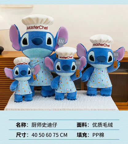 50/60/75cm Big Size Chef Stitch Disney Anime Plush Stuffed Doll Kawaii Room Decoration Plushies Children's Pillow Holiday Gift