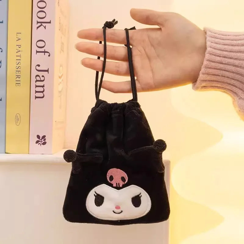 Sanrio Hello Kitty Kuromi Marumofubiyori Cogimyun Kawaii Character Plush Stuffed Toy Drawstring Cartoon Bag Change Purse Gifts