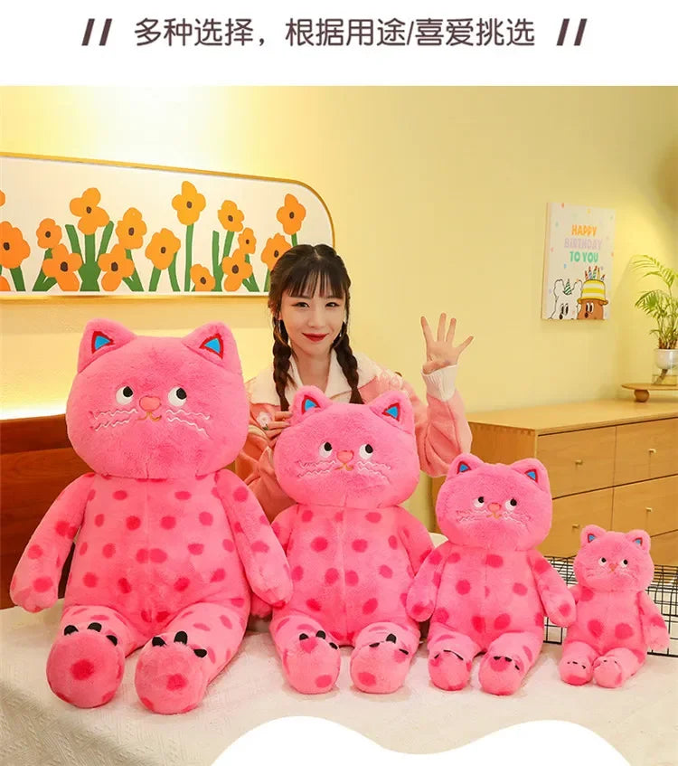 Cute Polka Dot Cat Plushie Doll Internet Famous Plush Toy Cat Doll Pillow Cushion for Girls Sleeping Gift Charming Skin-Friendly