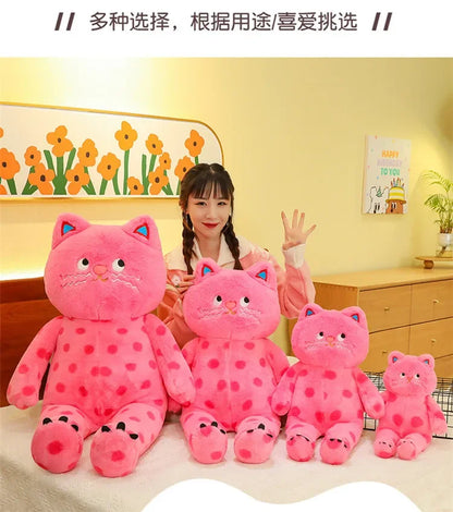 Cute Polka Dot Cat Plushie Doll Internet Famous Plush Toy Cat Doll Pillow Cushion for Girls Sleeping Gift Charming Skin-Friendly