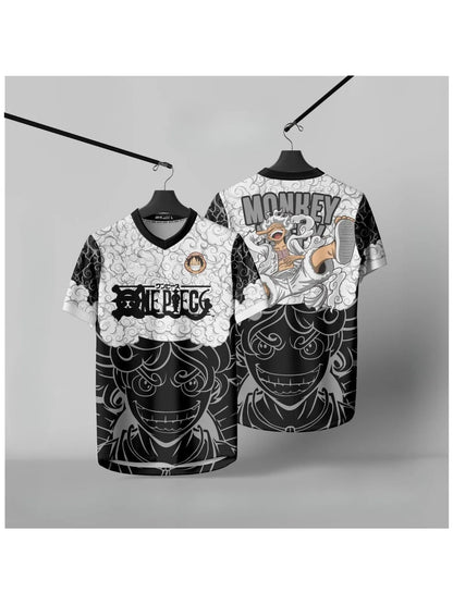 Jersey One Piece MONKEY D LUFFY Anime Korean Style Kpop Baseball Hockey T-shirt Fashion Streetwear Anime Daily Unisex Tops Tees