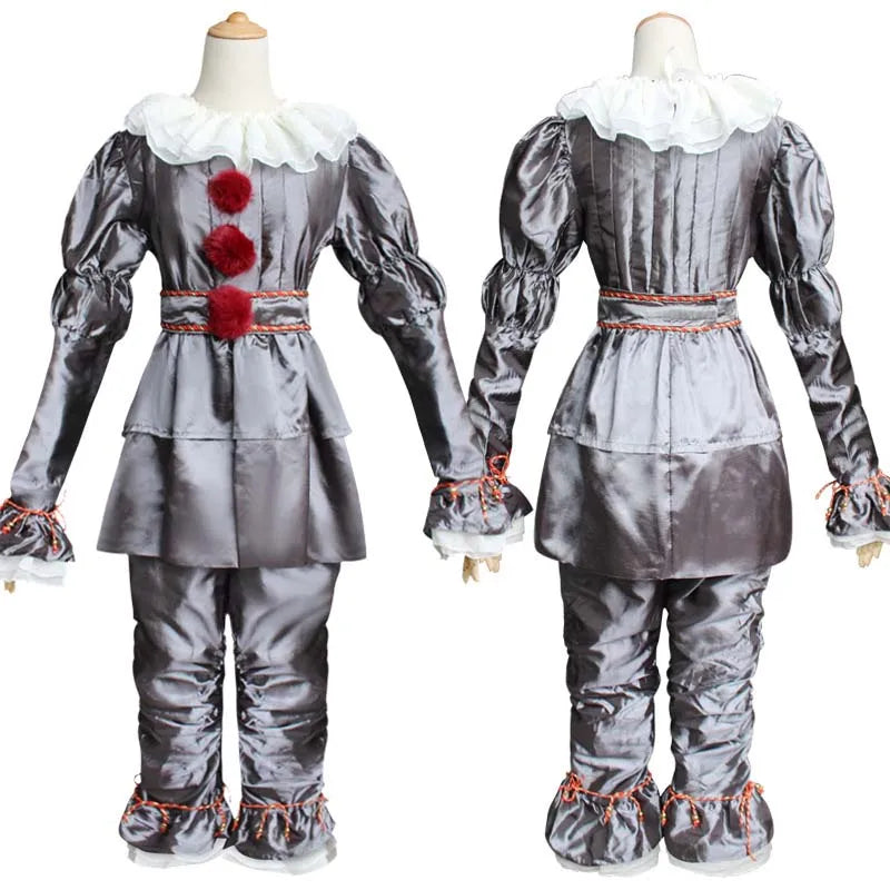 HOMCHEE TRENDS Pennywise Clown Costume 130CM Satin Chiffon