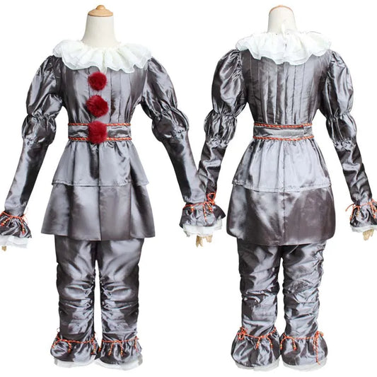 HOMCHEE TRENDS Pennywise Clown Costume 130CM Satin Chiffon